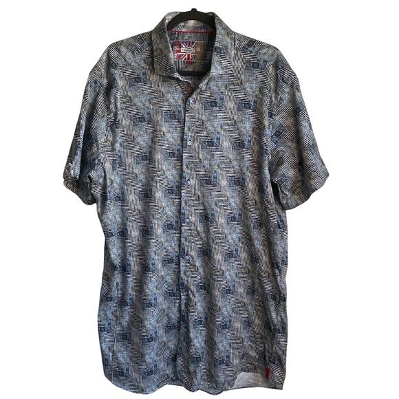 7 Downie St. London Couture Button Down Shirt Sz 2XLT Short Sleeves Stretch - Picture 1 of 11